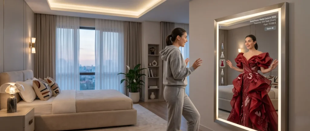 Dijital ikiz ve akıllı aynalarla donatılmış sanal deneme kabinleri